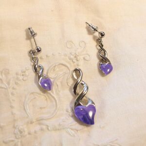 Whimsical Dainty Purple Heart Jewelry Set